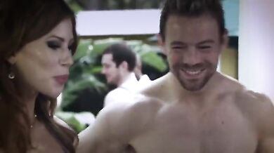 Sexy cougar MILF mouth fucks a guy before riding him