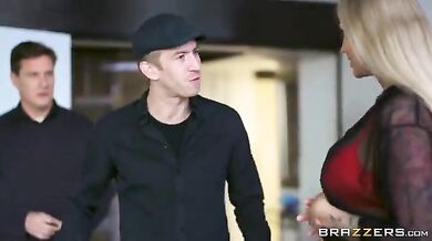 Good looking blonde cougar MILF shows her dick riding skills