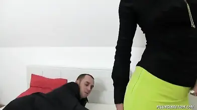 Perverted mature slut gets doggy styled and pissed up on