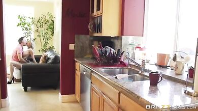 Yummy MILF Brandi Love has hardcore threesome with young couple