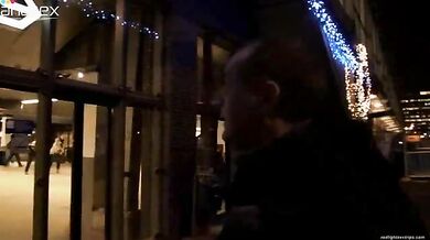 Trashy mature prostitute in fishnet stockings offers her sexual services