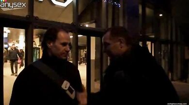 Trashy mature prostitute in fishnet stockings offers her sexual services