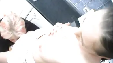 Charming mature gets her big round breasts licked really well