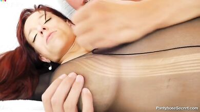 Big breasted milf in fishnets gets pussy slammed super hard