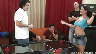 Bald stud is seduced by the naughty Milf's juicy boobs