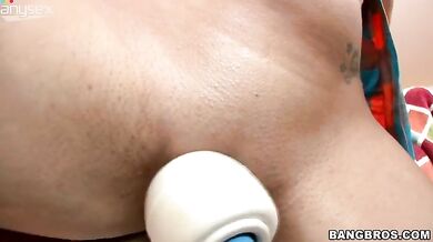 Blonde mom has her big tits sucked and ass toyed