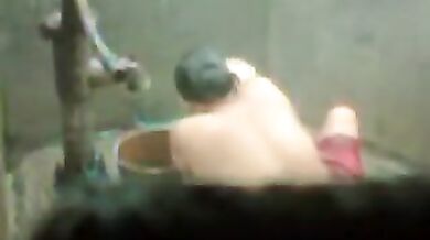 big beautiful woman indian bhabhi taking shower from pump