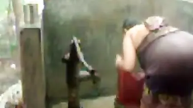 big beautiful woman indian bhabhi taking shower from pump