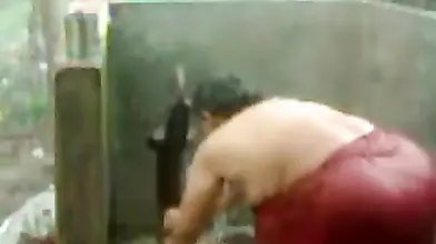 big beautiful woman indian bhabhi taking shower from pump