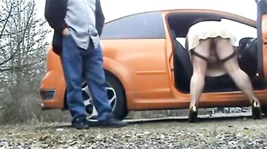 Mature couple have a sex fantasy on the road