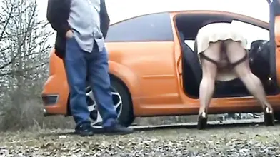 Mature couple have a sex fantasy on the road
