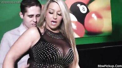 Blonde Bbw in Nylons Gets Slammed on Pool Table