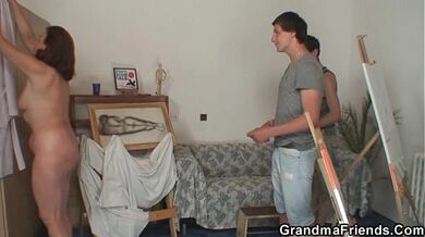 Granny Pleases Two Young Painters