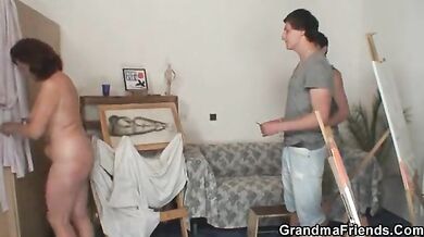 Granny Pleases Two Young Painters