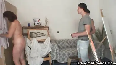 Granny Pleases Two Young Painters