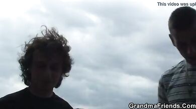 Very Old Granny's Outdoor Threesome