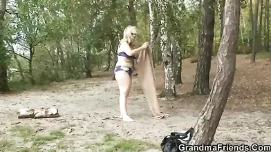 Very Old Granny's Outdoor Threesome