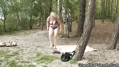 Very Old Granny's Outdoor Threesome