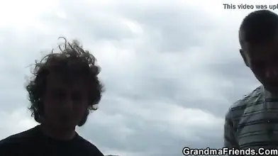 Very Old Granny's Outdoor Threesome