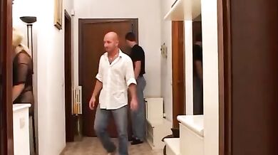 Mature Milf Fucks Two Clients at Home