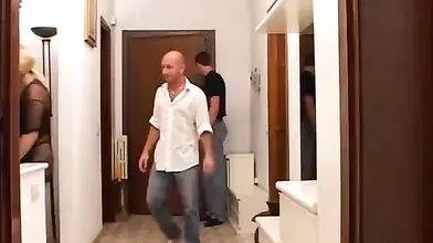 Mature Milf Fucks Two Clients at Home