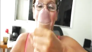 Naughty Mature Lady Sucks & Jerks