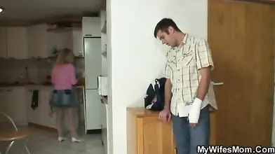 Big Cocked Guy Fucks Blonde Granny In-Law