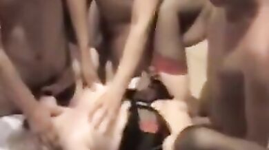 Public Gangbang for Mature Wife