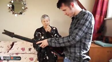 Granny Savana Enjoys a Hard Stick