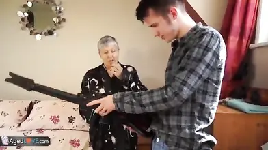 Granny Savana Enjoys a Hard Stick