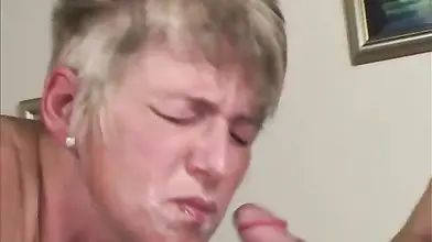 Busty Blonde Granny Facialized