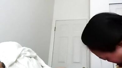 Asian Mature Gives Post-Massage Blowjob