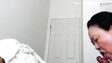 Asian Mature Gives Post-Massage Blowjob