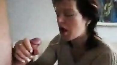 Mature Woman Swallows Jizz