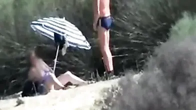 Pervert Granny Masturbates at Beach