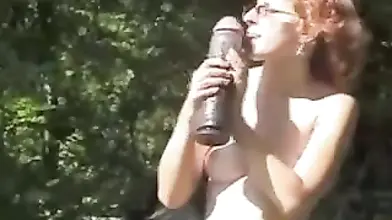 Mature Plays with Huge Marital Device Outdoors