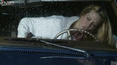 Mature Blonde Rides in the Car