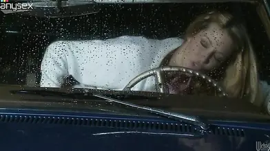 Mature Blonde Rides in the Car