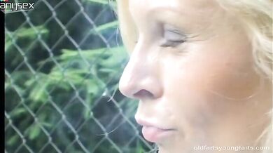 Mature Couple Followed by Blonde Teen