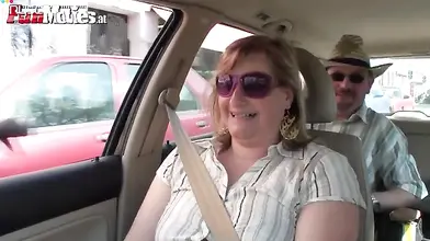 Horny BBW Mom Sucks in the Car