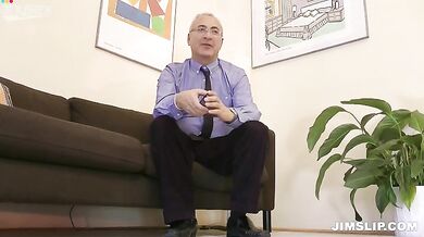 Old Pervert Enjoys Busty Blonde MILF