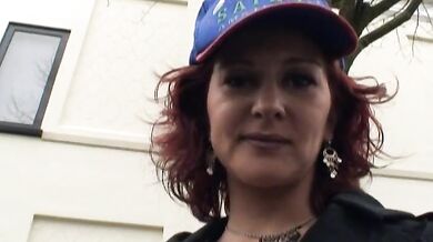 Cheating Redhead MILF Fingers Herself in the Car