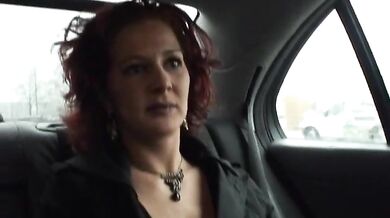 Cheating Redhead MILF Fingers Herself in the Car