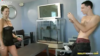 Glamorous Cougar Sucks Young Cock