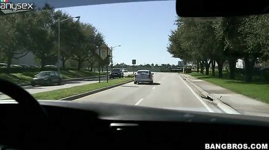 Busty Cougar Gives Head in the Car