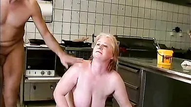 Mature Blonde's Kitchen Quickie