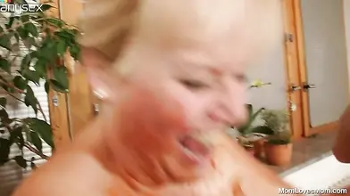 Mature Blonde Bitch & Hairy Waitress Lesbian Frenzy