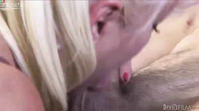 Chubby Blonde Mom's Sexy Blowjob Night