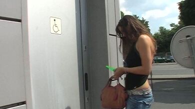 Cute Brunette Toys Herself at Glory Hole