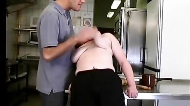 Blonde Mature Granny Deepthroats on Kitchen Floor